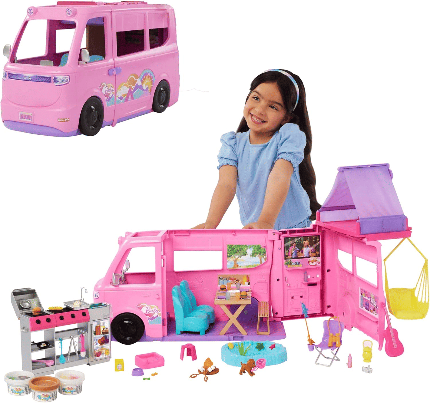 Barbie Dream Camper Playset with Roof Tent & Swing Chair image 0