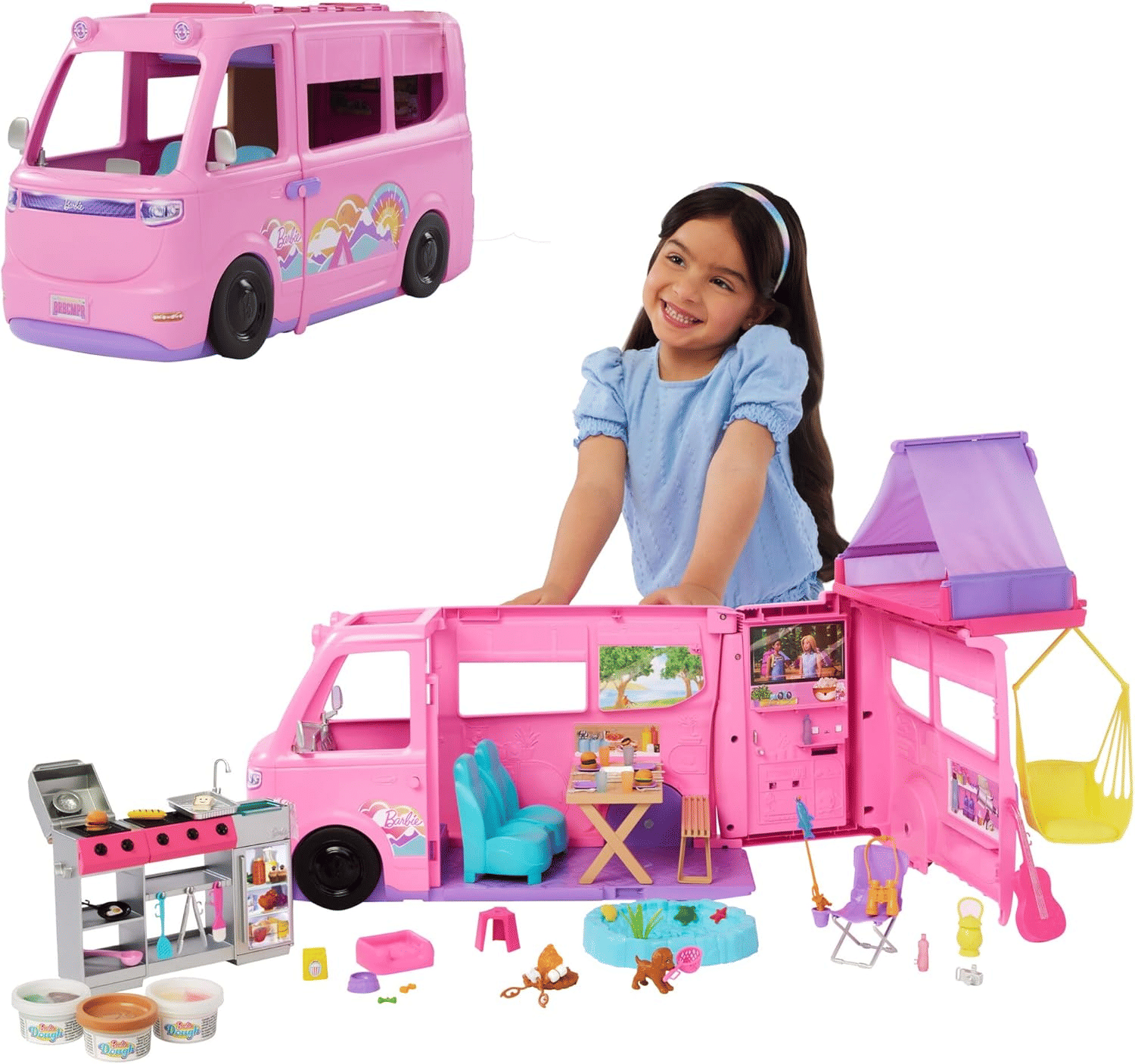 Barbie Dream Camper Playset with Roof Tent & Swing Chair image 0
