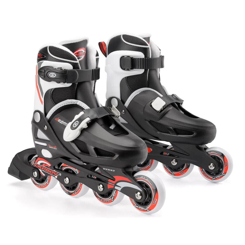 Osprey Kids Quad Skates - Adjustable Roller Skates, Small-Medium , Black/Red image 0