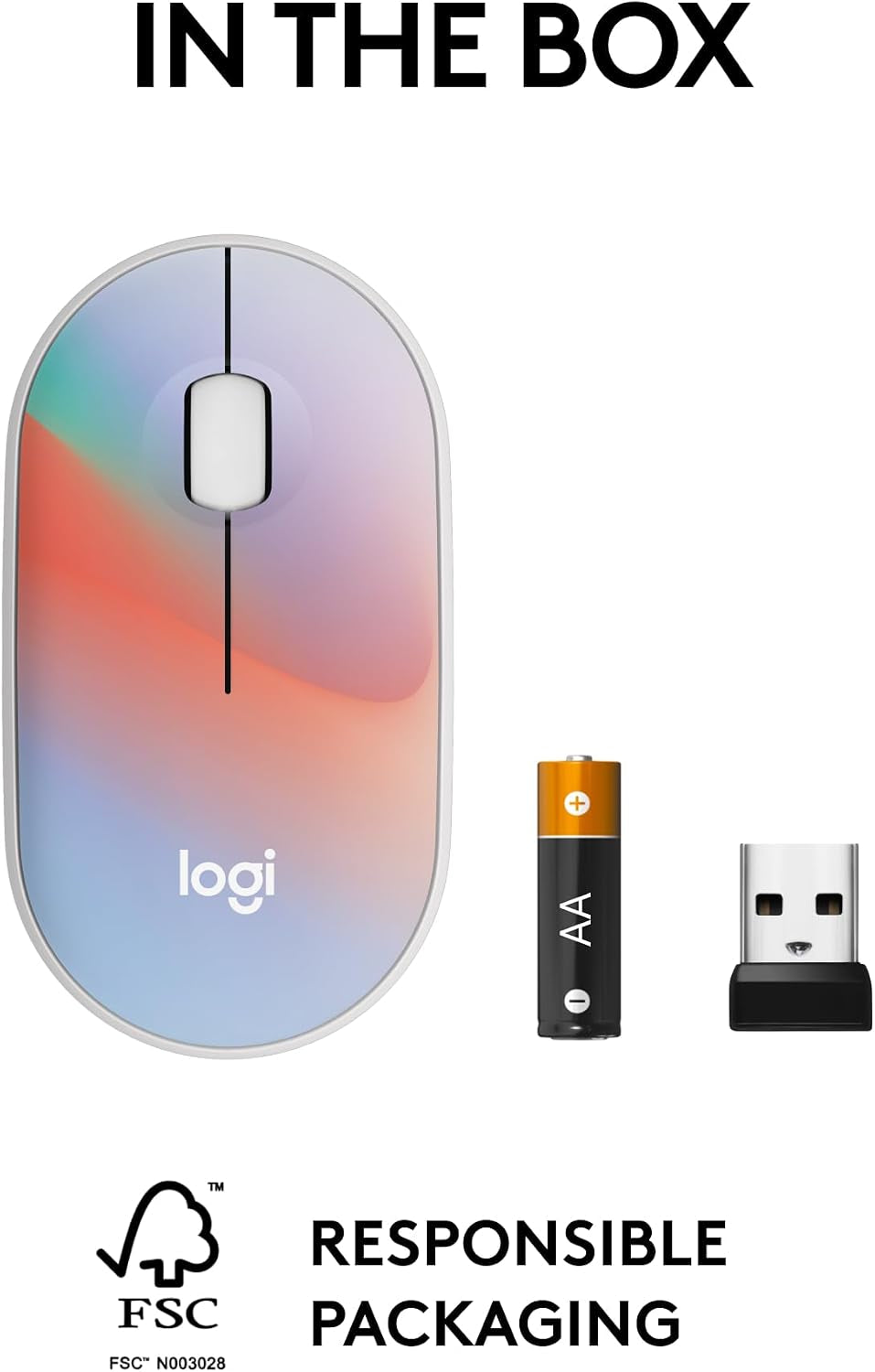 M340 Wireless Mouse with Limited Edition Prints, USB Receiver and Silent Clicks, Portable Wireless Mouse for Laptop, PC, Windows, Chrome, Surface, Sheer Dream - Optical - Wireless - 32.81 Ft