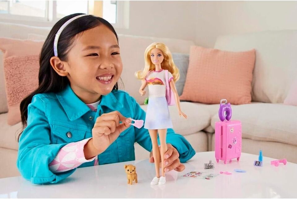 Barbie Doll with 'Malibu' Travel Set, Puppy and more image 1
