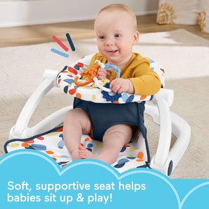 Portable Baby Chair, Darling Dots Sit-Me-Up Floor Seat with Bpa-Free Teether & Clacker, Newborn Development Toy