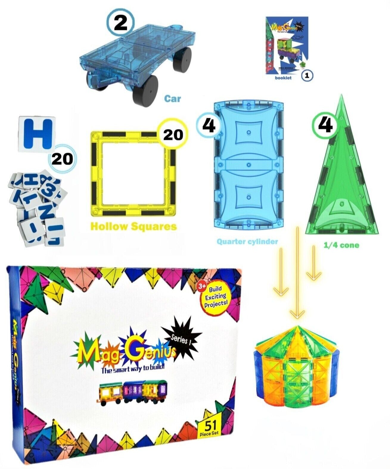 Mag-Genius Magnetic Building Block Tiles 51pc image 0