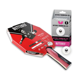 Butterfly Timo Boll Ruby Indoor Table Tennis Bat and Ball Set image 0