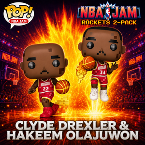 Funko Pop! Clyde Drexler & Hakeem Olajuwon 2-Pack | NBA JAM Houston Rockets Basketball Vinyl Collectible Figures