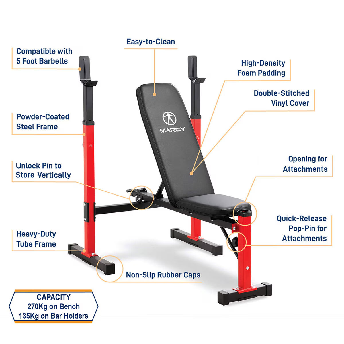 Marcy MWB-5511 Standard Weight Bench with Accessories