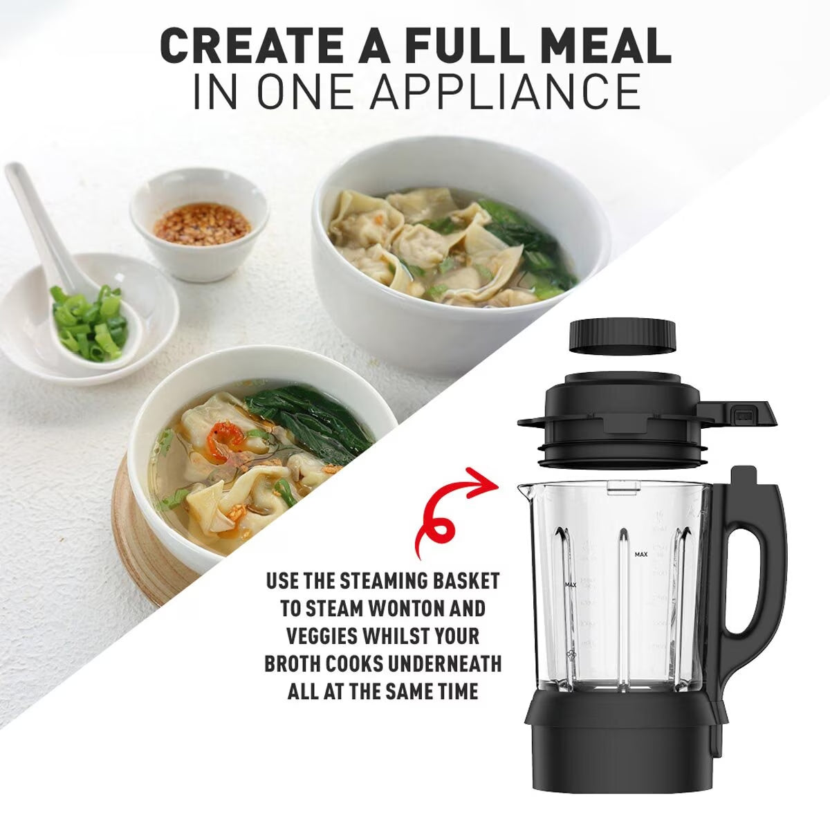 Tefal Perfectmix 2-In-1 Blender & Soup Maker with Removable Blades & Steaming Ba image 3