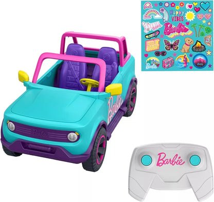 Hot Wheels Barbie RC Suv & Stickers, Battery-Powered Toy Truck image 0