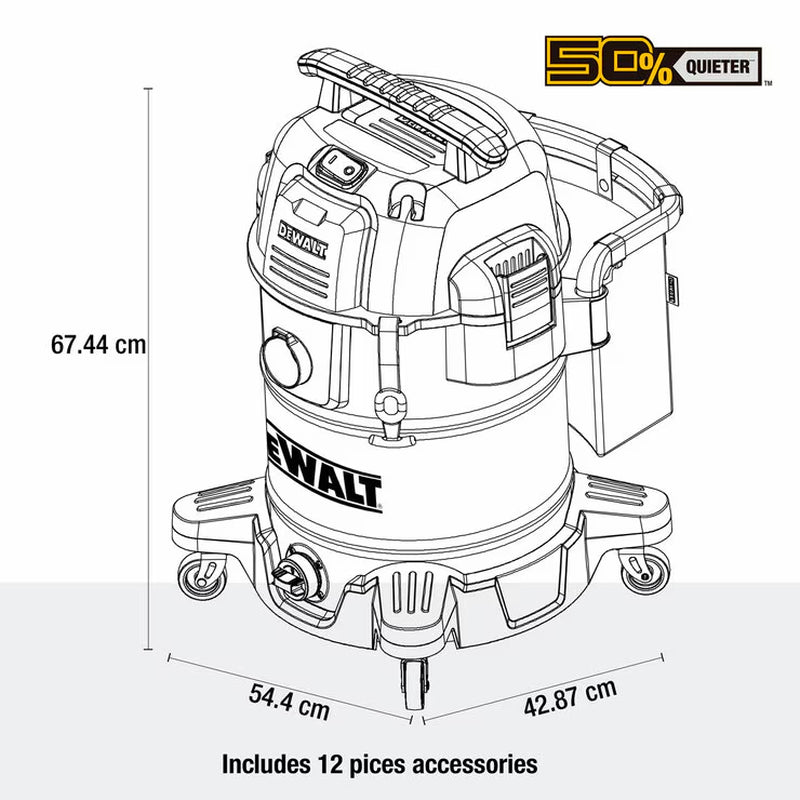 DEWALT® Wet & Dry Corded Vacuum Cleaner, 45 Litre with 2.1M Hose
