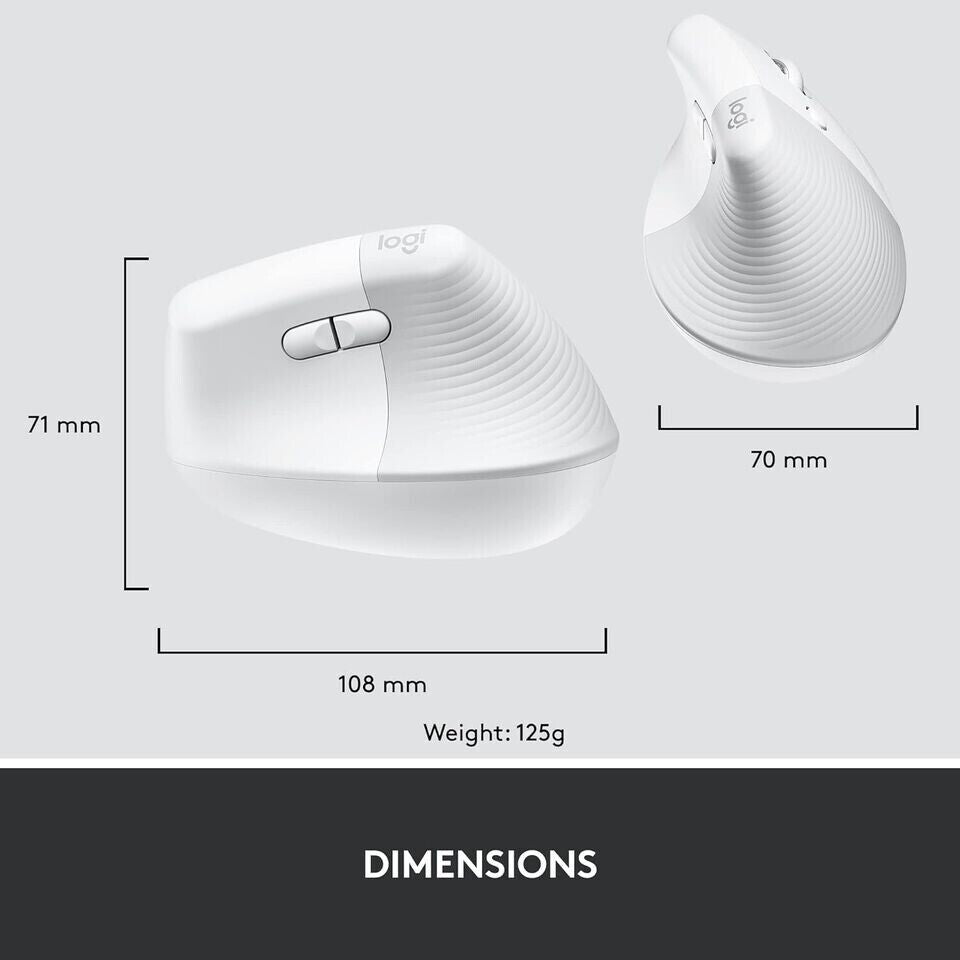 Logitech Lift for Business, Vertical Ergonomic Mouse Bluetooth Off White image 4