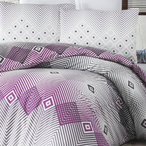 Adriana - Lilac Luxury King Size Duvet Bedding Cover Set – Ranforce cotton – 2 Pillowcases