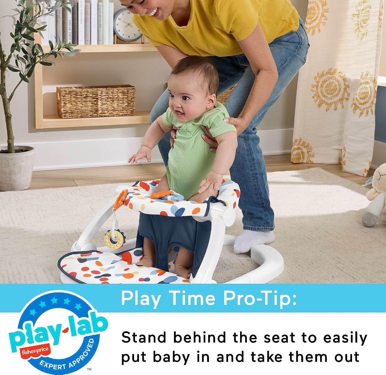 Portable Baby Chair, Darling Dots Sit-Me-Up Floor Seat with Bpa-Free Teether & Clacker, Newborn Development Toy
