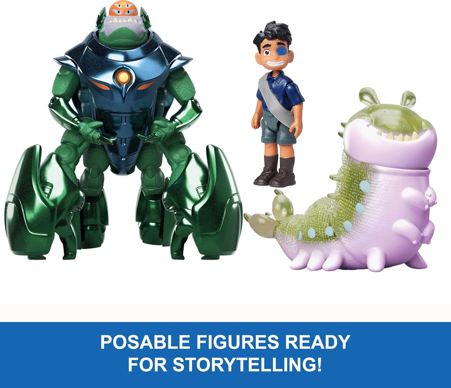 Disney and Pixar Elio Action Figure Storyteller 3 Pack, Elio, Ambassador Grigon and Glordon Characters, Posable Movie Toys at 4-In Scale
