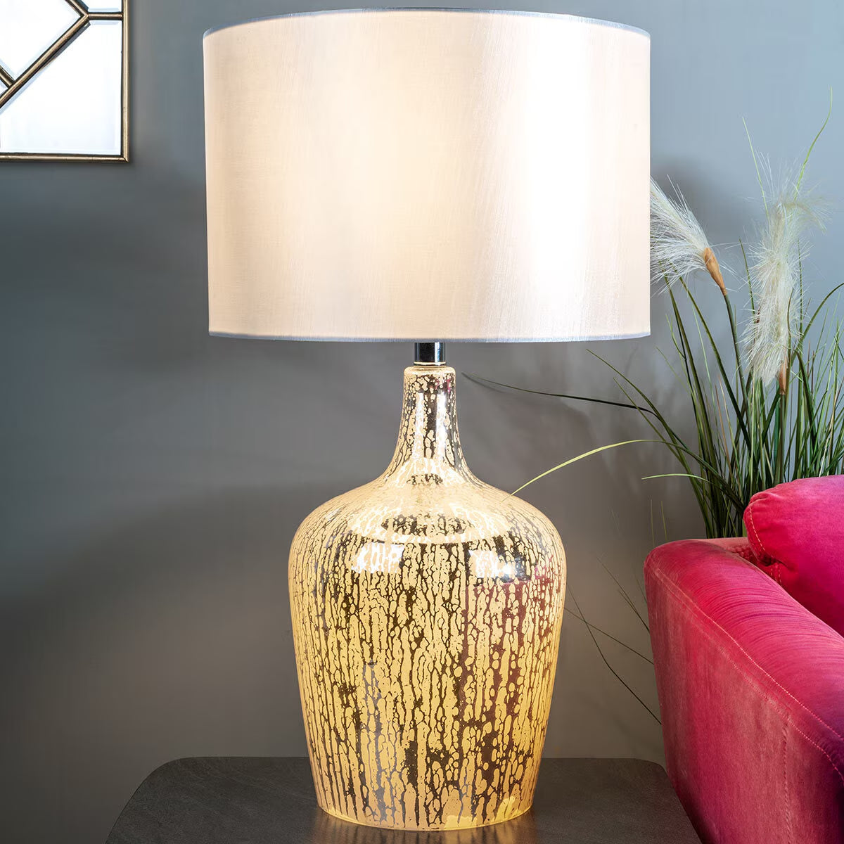 Lolek Silver Glass Dual Light Table Lamp image 0