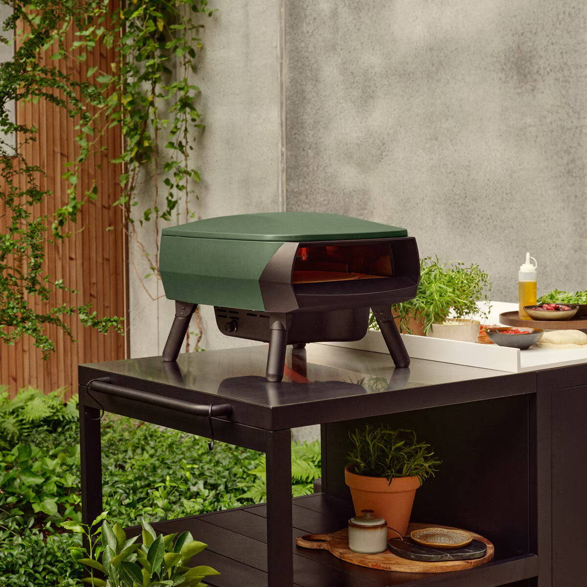 Witt Piccolo Rotante Gas Powered 13" Pizza Oven 5 Piece Bundle in Green