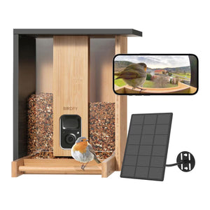 Birdfy Bamboo Bird Feeder with Camera & Solar Panel image 0