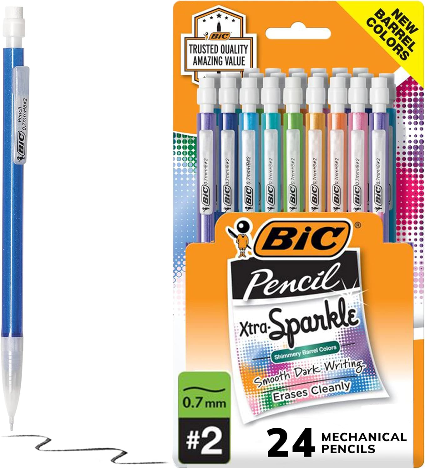 BIC Xtra Sparkle Multi‑Colour No 2 Mechanical Pencils – 24 Pack - 0.7mm image 5