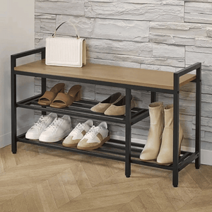 Neatfreak Entryway Shoe Bench with Wood Top & 2-Tier Metal Shelves image 0