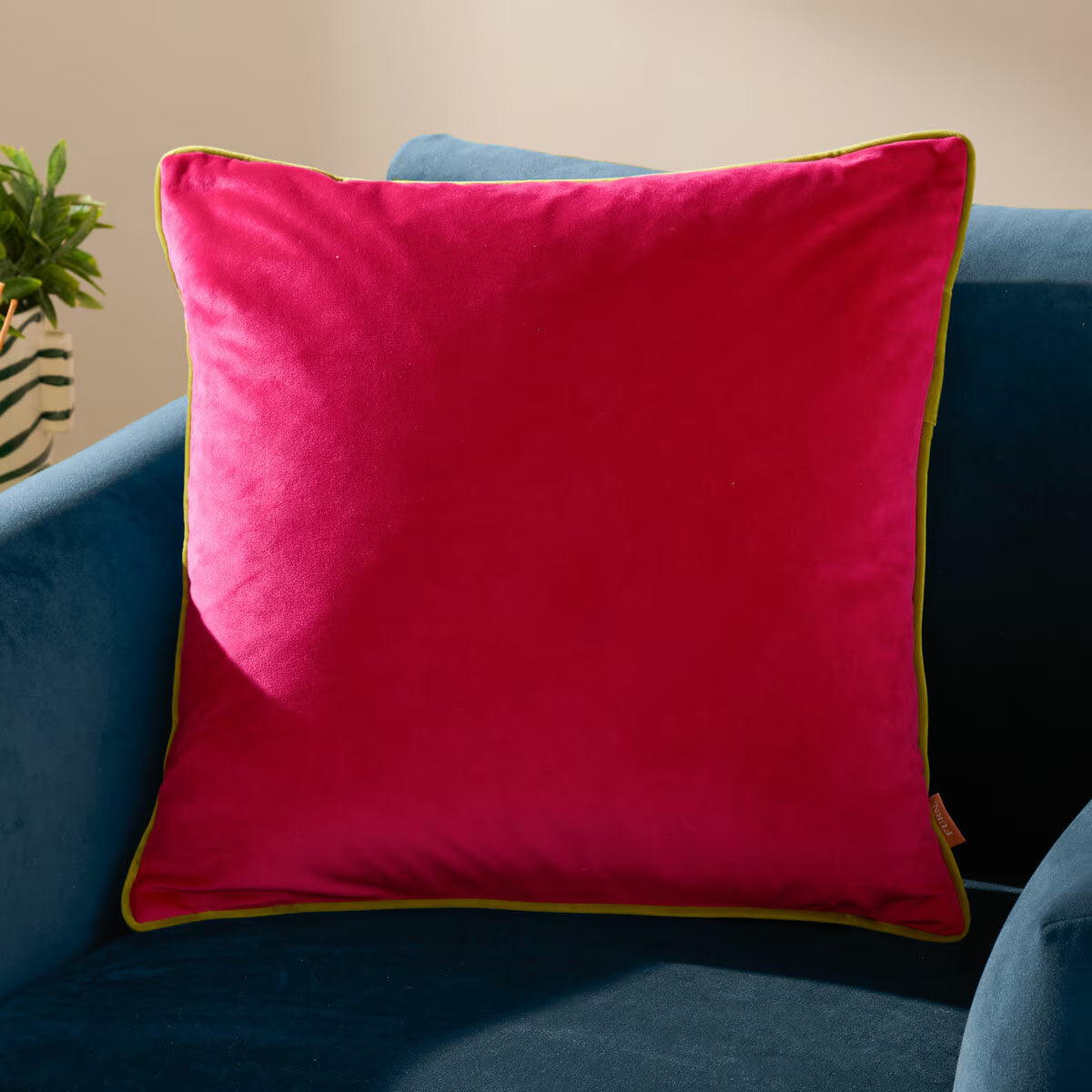 Furn Meridian Navy Velvet Feather Fill Cushion, 55 X 55 Cm