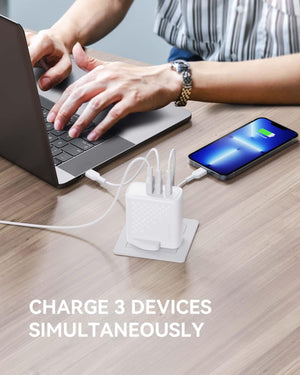 100W USB C Plug Power Delivery, USB-C Charger Gan III Fast Charge Lptop Charger for Iphone 17,Macbook Pro/Air, Galaxy S23/S21, Dell XPS 13, Note 20/10+, Steam Deck, White