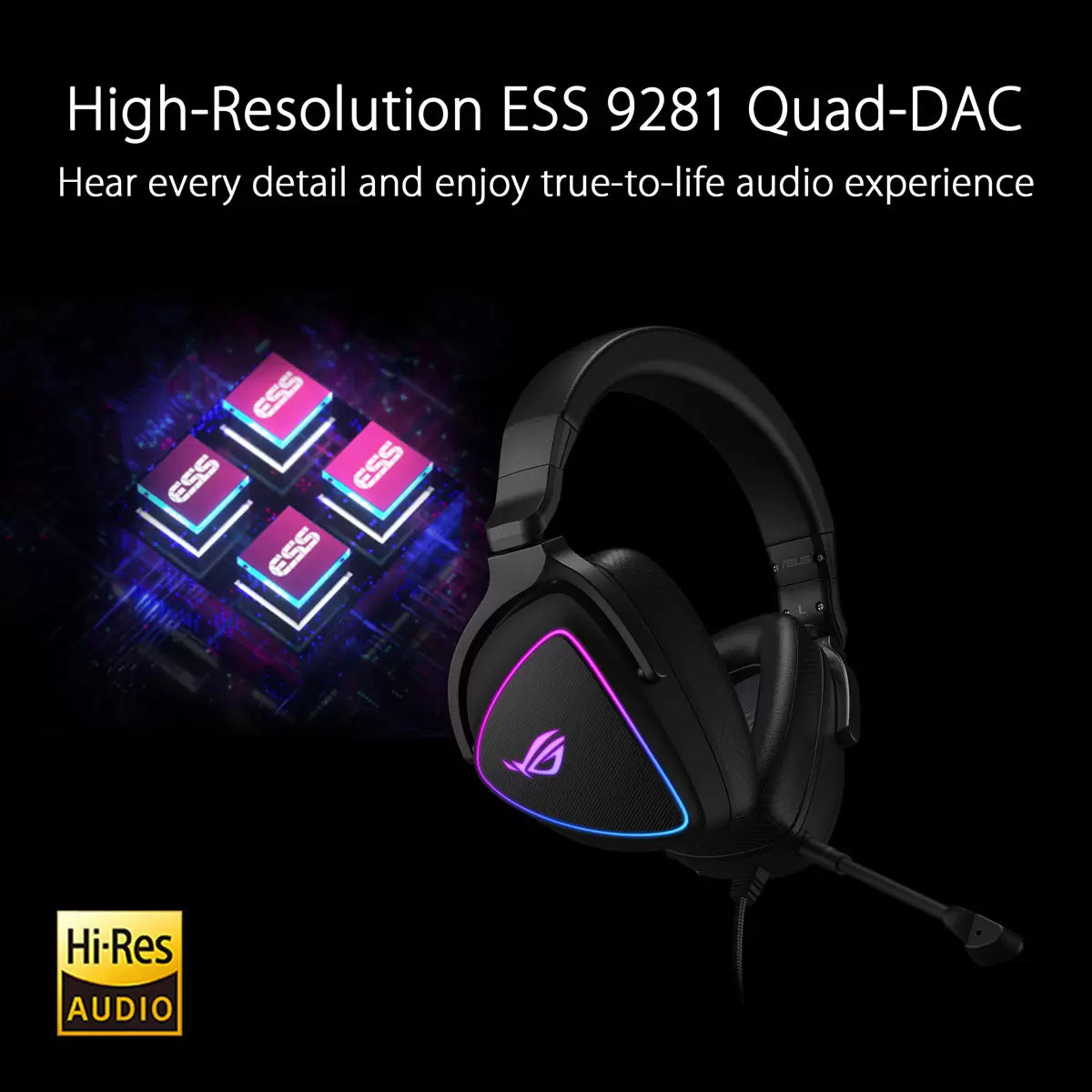 ASUS ROG Delta S Wired RGB Gaming Headset: AI Noise-Cancelling Mic, Hi-Res Audi image 2