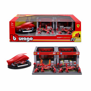 Bburago 1:43 Deluxe Formula 1 Paddock Set – Ferrari, Mercedes, RedBull, McLaren image 2