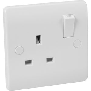 Prise double bipolaire à interrupteur, mode clic, moulée blanche, design moderne, Se