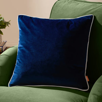 Furn Meridian Navy Velvet Feather Fill Cushion, 55 X 55 Cm