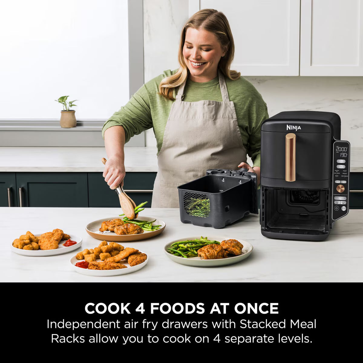 Ninja SL400UKCP Double Stack XL 9.5L Air Fryer in Black/Copper