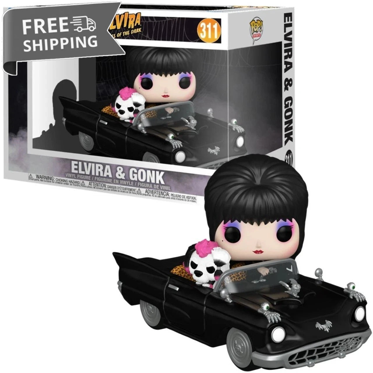 Funko POP! Rides Deluxe: Elvira, Mistress of the Dark - Elvira & Gonk image 0