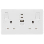 Masterplug Double 13A Switched Sockets with 15W USB a & 2X C Charger Ports, Pack image 0