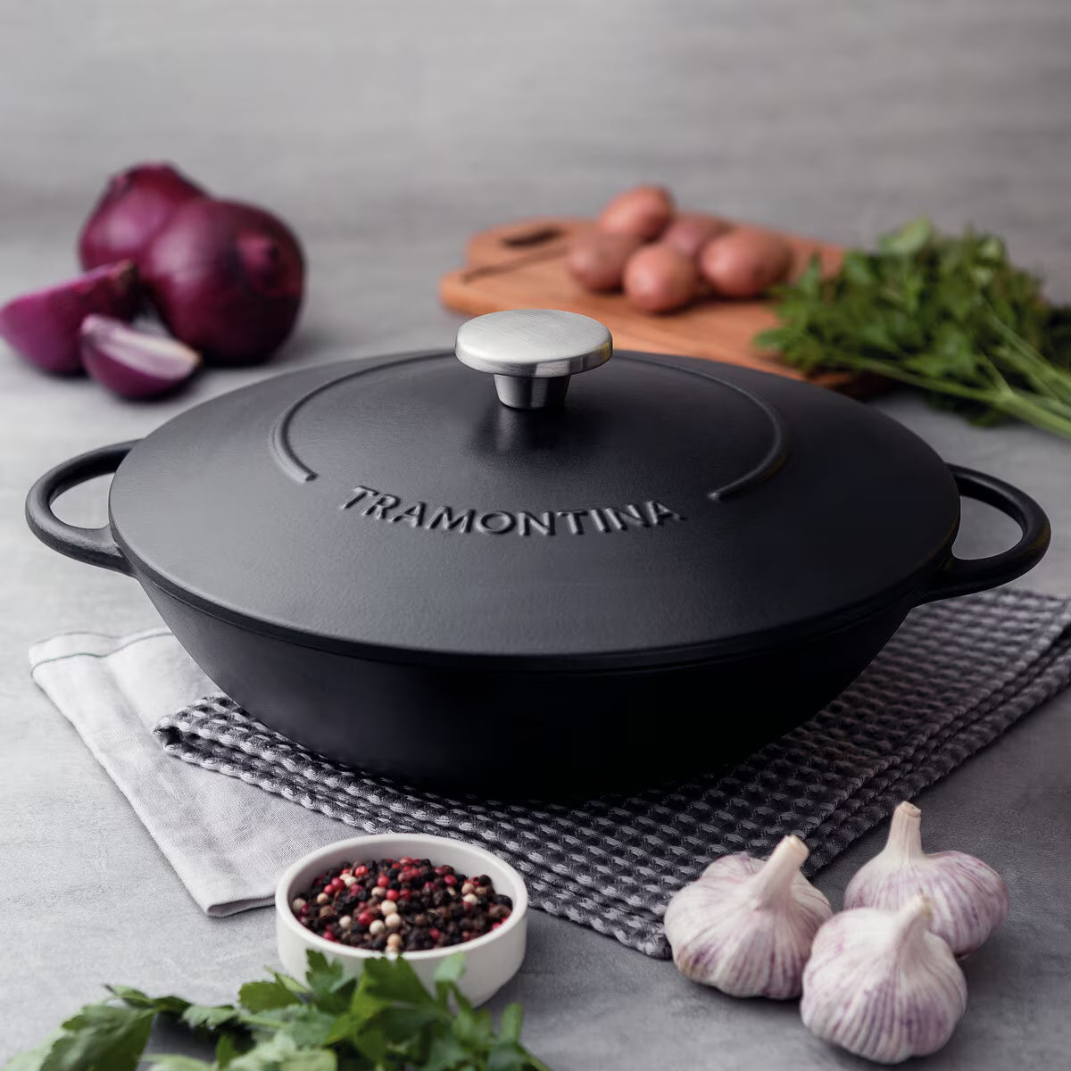 Tramontina Enameled Cast Iron Wok, 32Cm / 5.0L image 0
