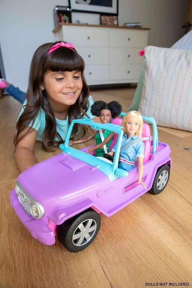 Barbie Toy Car, Purple Off-Road Vehicle with 2 Pink Seats and Treaded, Rolling image 2