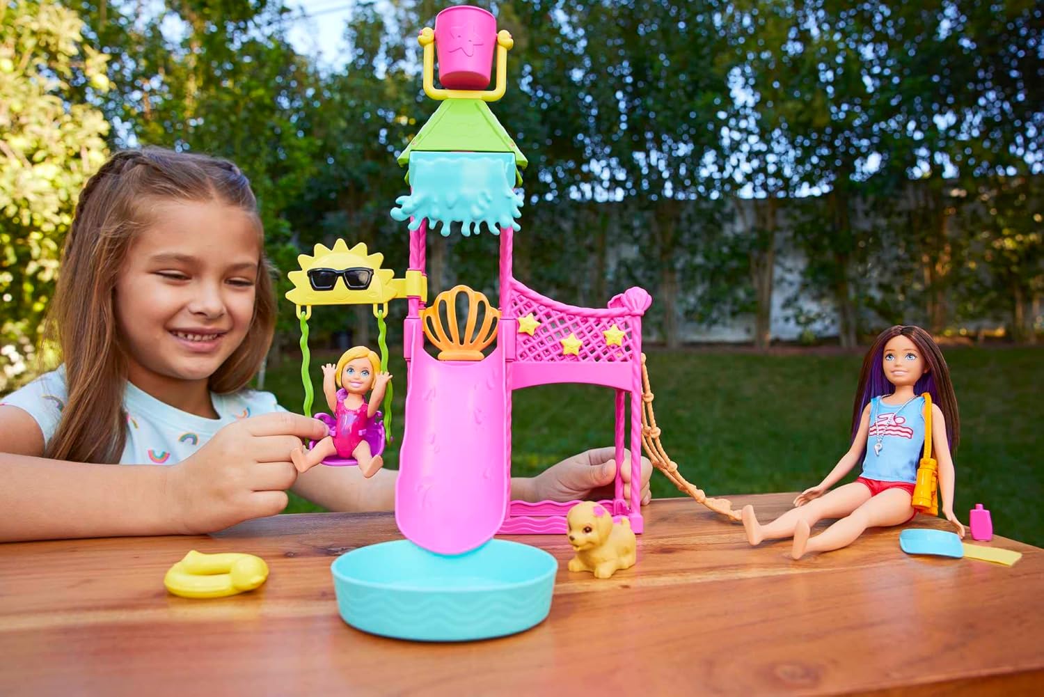Barbie Skipper Waterpark Playset with Working Slide and Puppy Toy image 1