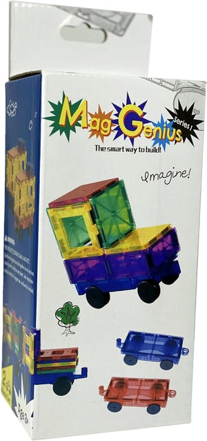 Mag-Genius Tiles Car Truck Train Set Red/Blue image 0