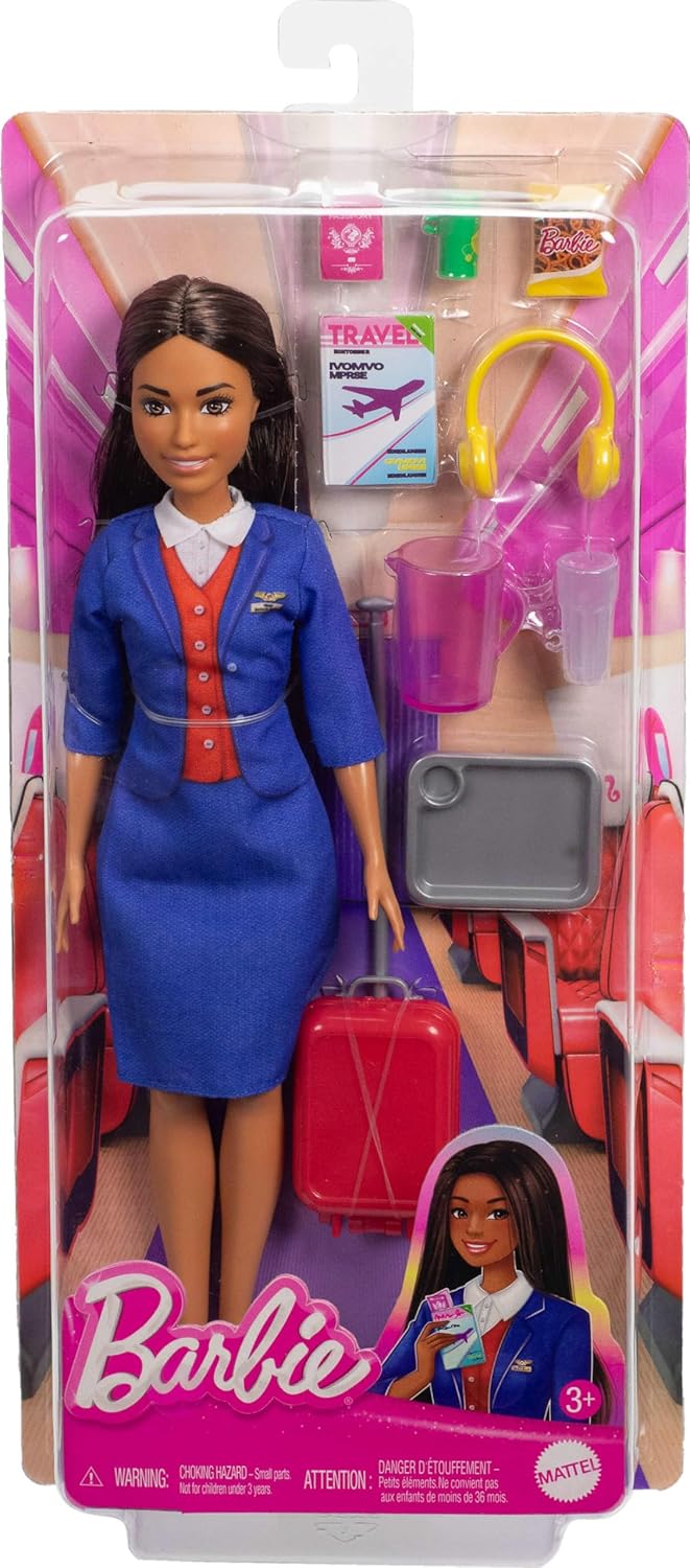 Barbie Flight Attendant Brunette Fashion Doll with Uniform and Accessories image 4