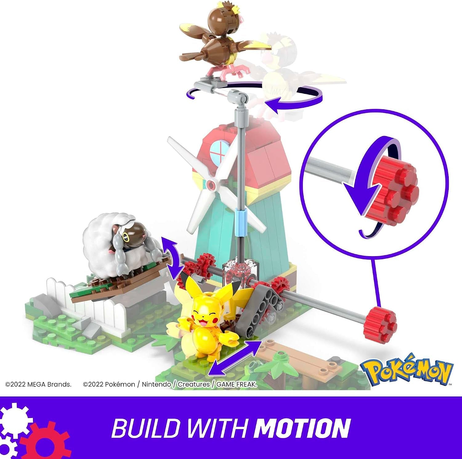 MEGA Pokémon Building Toys Set, Countryside Windmill with 240 Pieces, Motion and 3 Poseable Action Figures, for Kids, HKT21