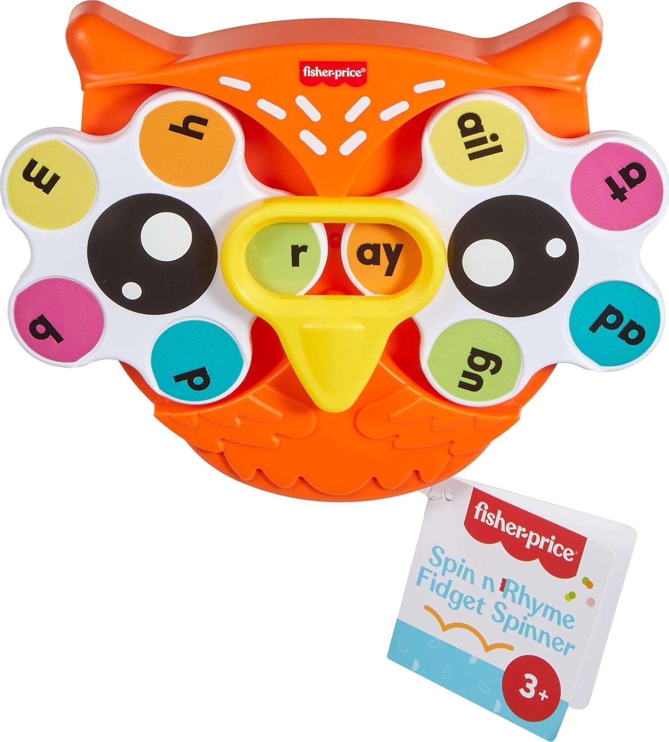 Preschool Learning Toy Spin ‘N Rhyme Fidget Spinner, Owl-Themed Early Reading Activity for Kids Ages 3+ Years