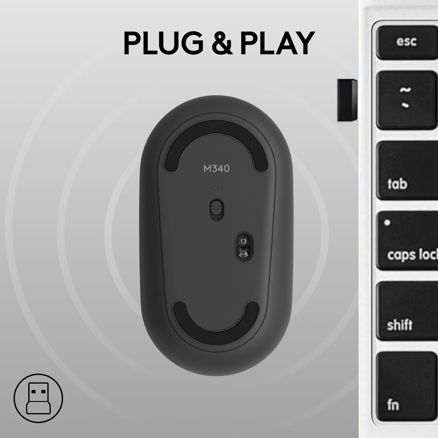 Logitech M340 Wireless Mouse with Limited Edition Prints, USB Receiver and Silent Clicks, Portable Wireless Mouse for Laptop, PC, Windows, Chrome, Surface – Speckles