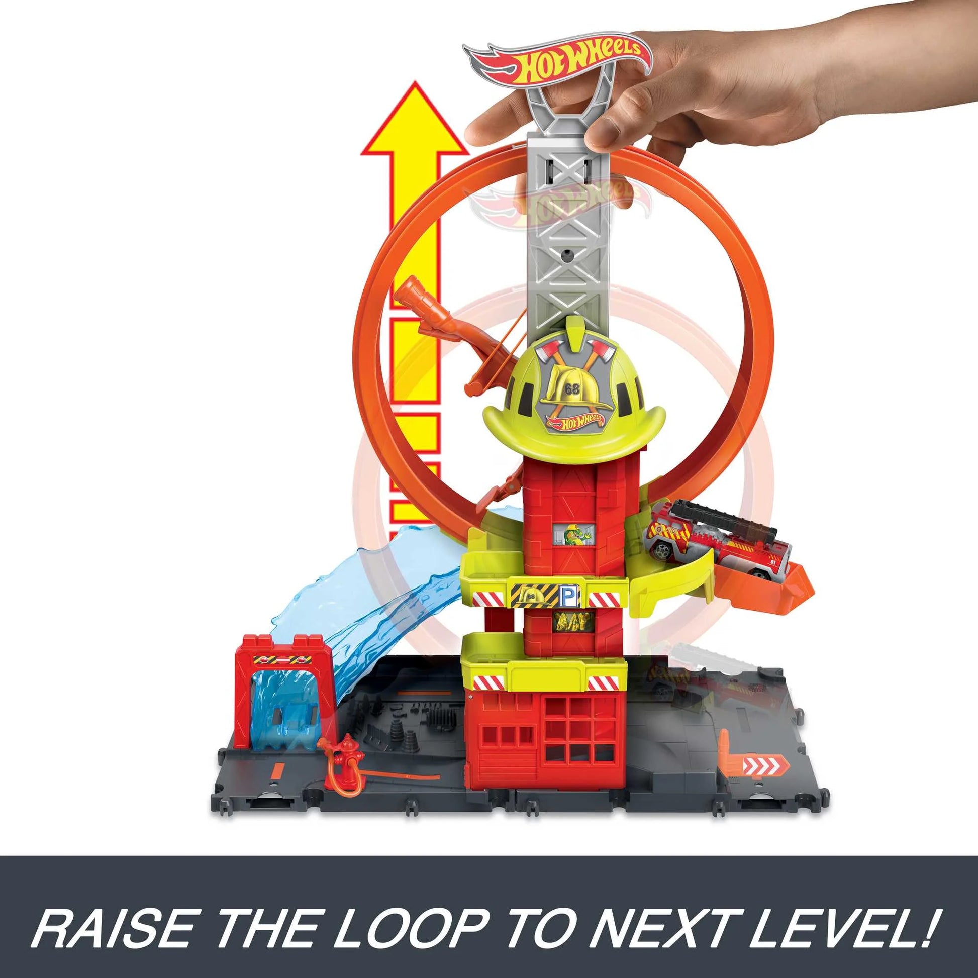 Hot Wheels City Toy Car Track Set, Super Loop Fire Station &  Firetruck image 3