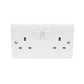 Click Mode 2 Gang Double Pole Switched Socket, White Moulded, Modern Design, Se image 1