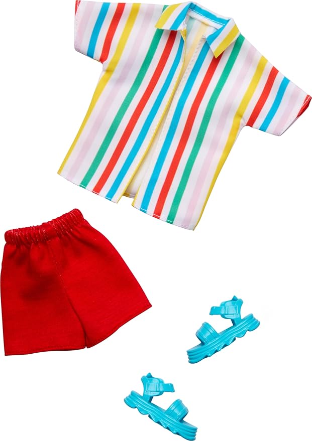 Barbie Fashion Pack for Ken Doll with Striped Shirt Red Shorts & Sandals image 0