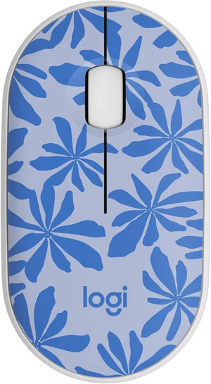Logitech M340 Wireless Mouse, Silent Clicks, Blue Floral image 0