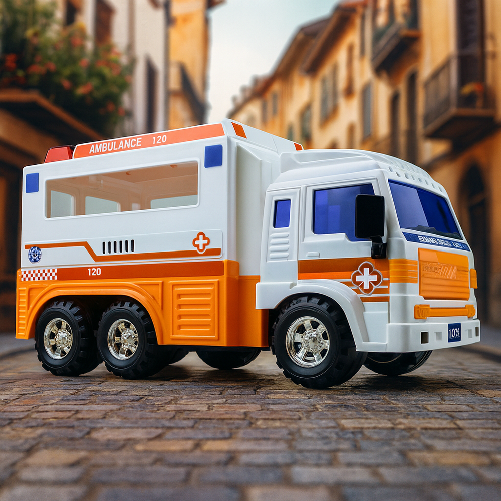 Ambulance Rescue 999 Toy Truck with Open and Close Back Doors Big Daddy image 0