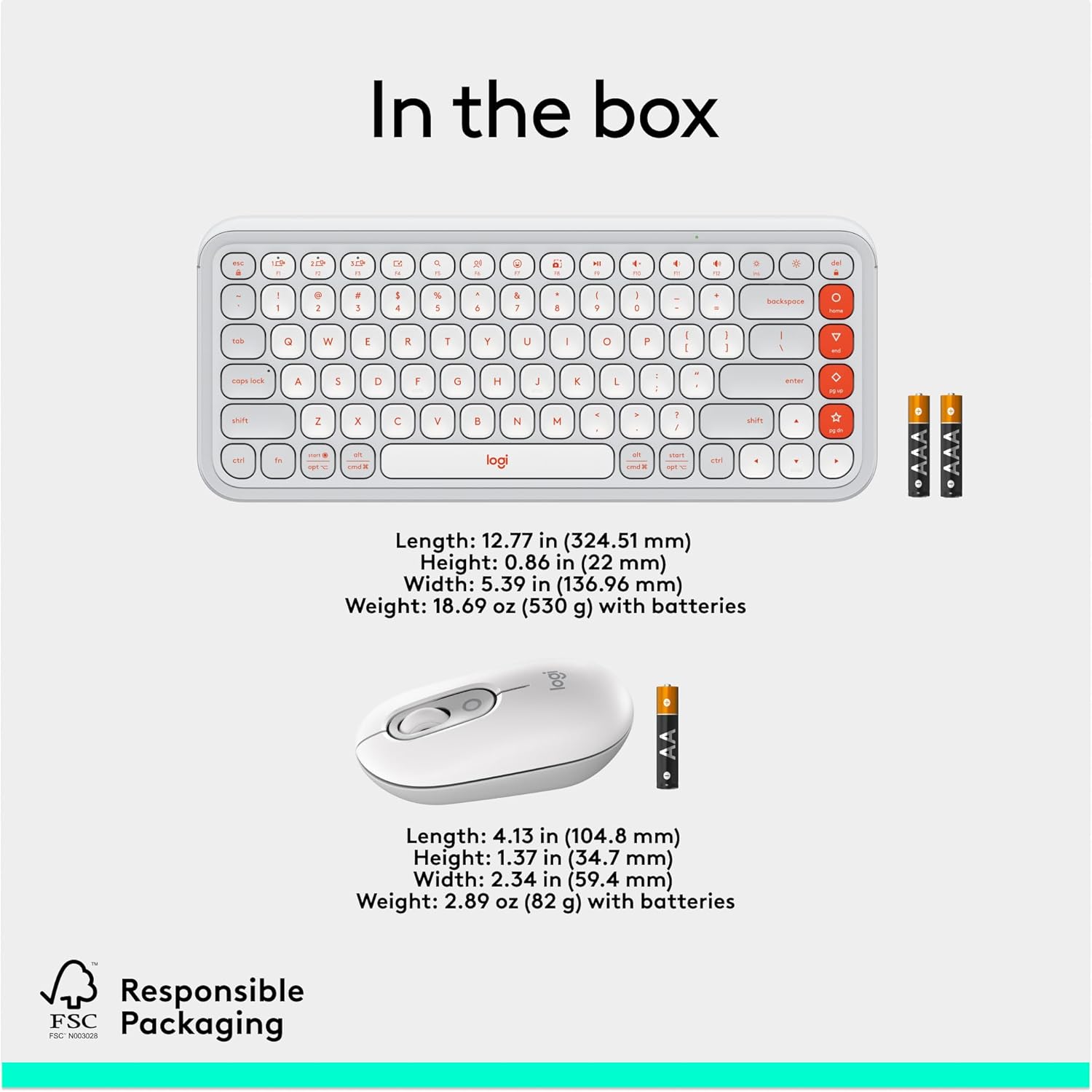 Logitech POP ICON Bluetooth Keyboard and Mouse Combo – White Orange image 7
