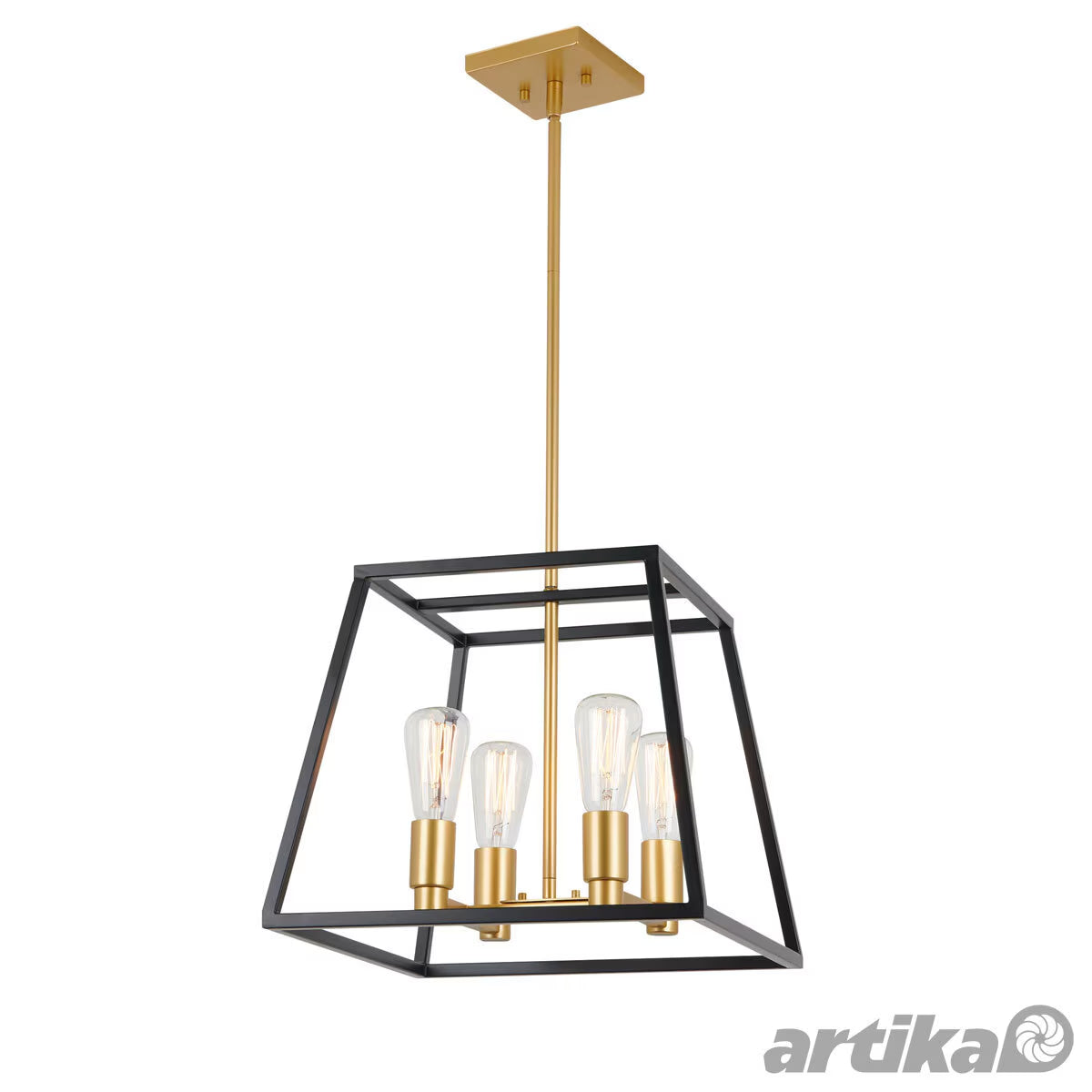 Artika Carter Square Black and Gold Chandelier Light (Without Bulbs) image 0