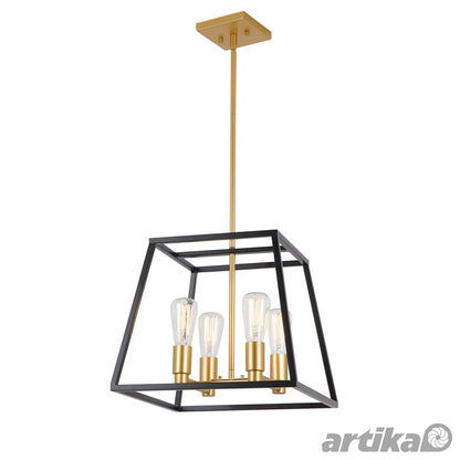 Artika Carter Square Black and Gold Chandelier Light (Without Bulbs) image 0