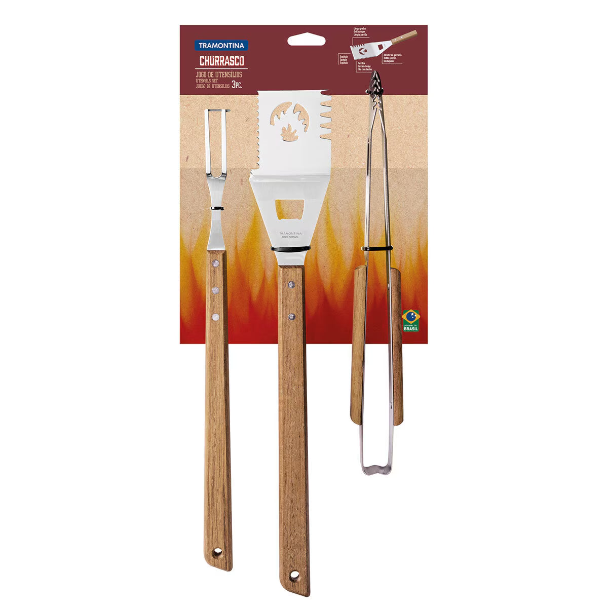 Tramontina BBQ Hardwood Tool Set, 3 Piece image 3