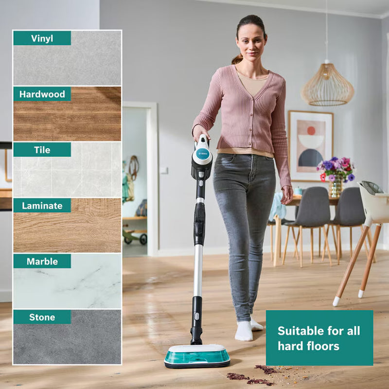 Bosch CS71HYGGB Unlimited 7 Aqua Cordless Vacuum Cleaner & Mop in White & Turquoise