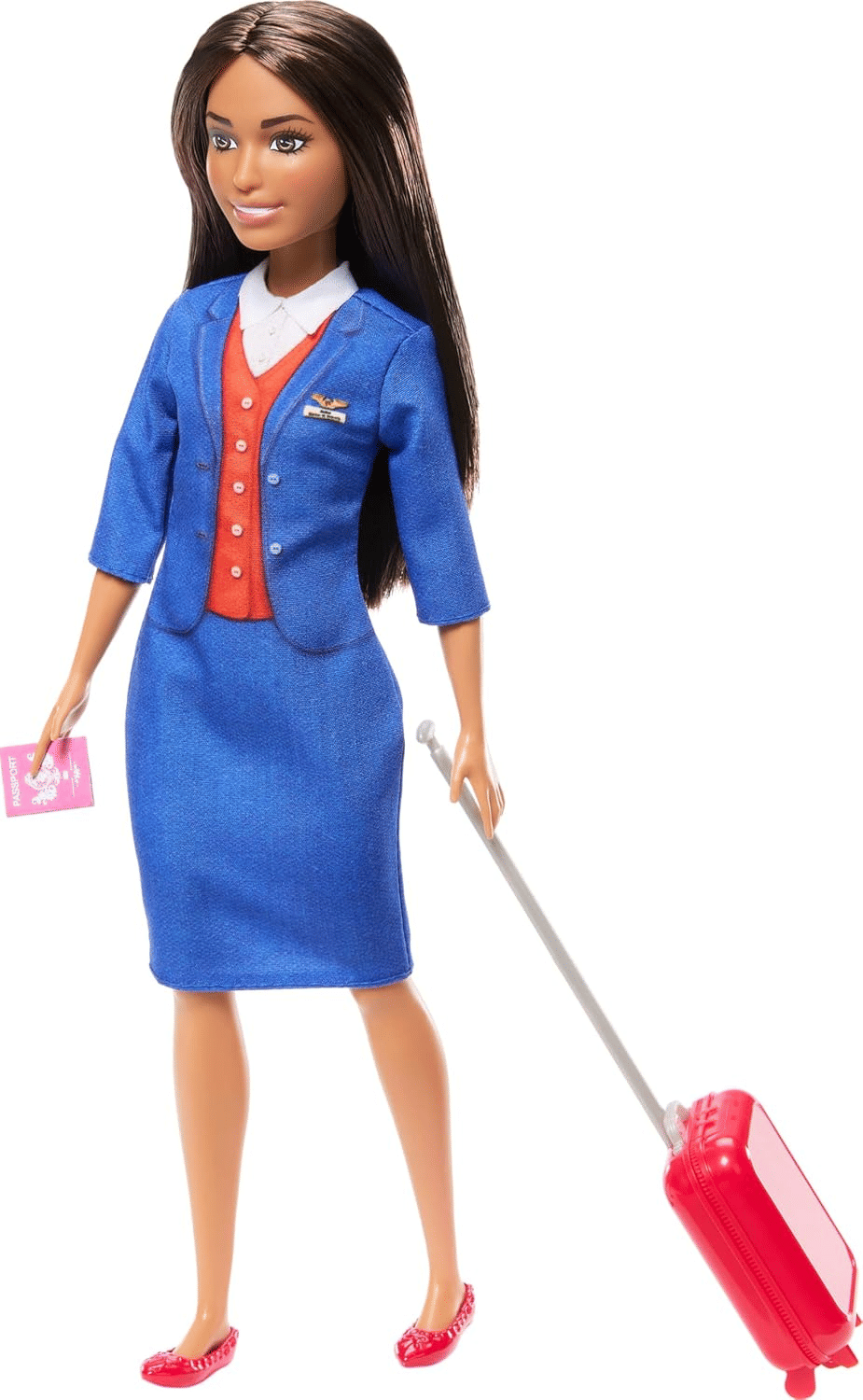Barbie Flight Attendant Brunette Fashion Doll with Uniform and Accessories image 0